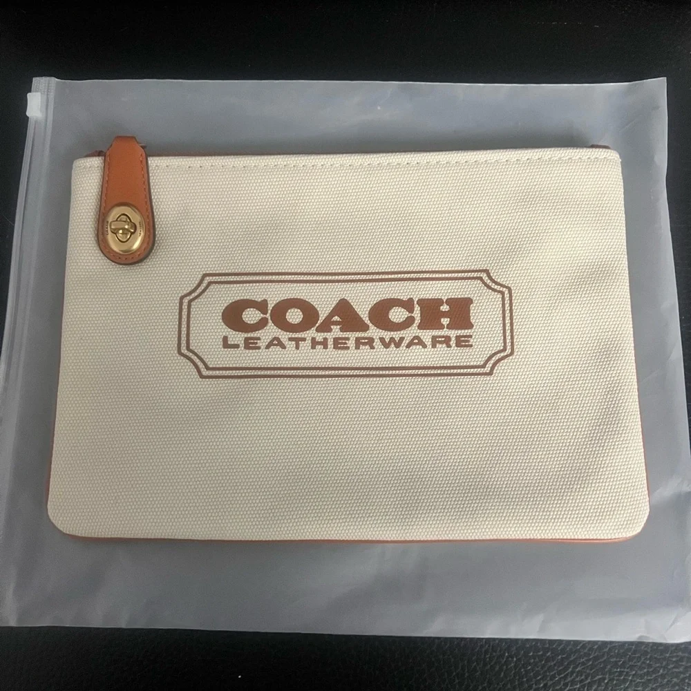 Coach Canvas Pouch with Gold Turnlock
